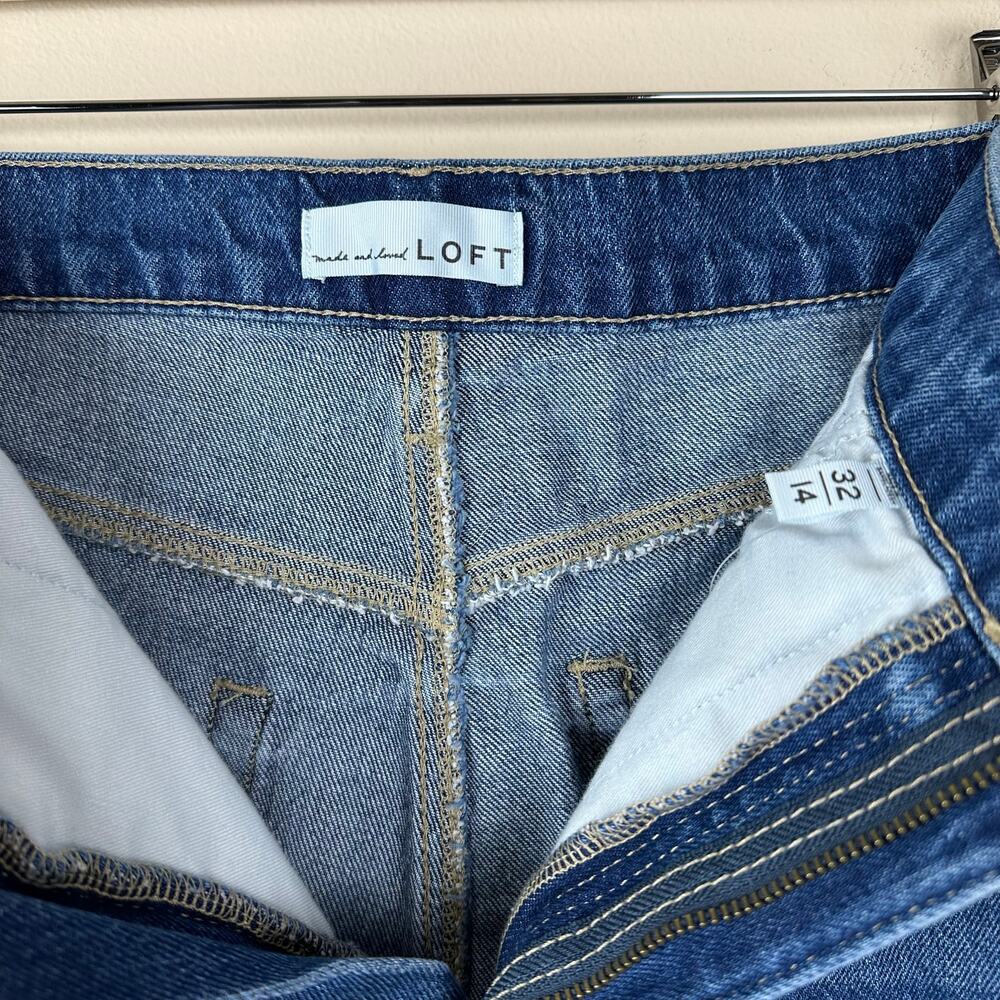 LOFT Wide Leg Jeans Womens 32/14 Blue High Rise Denim NWT Festival Baggy Indie - Picture 4 of 11